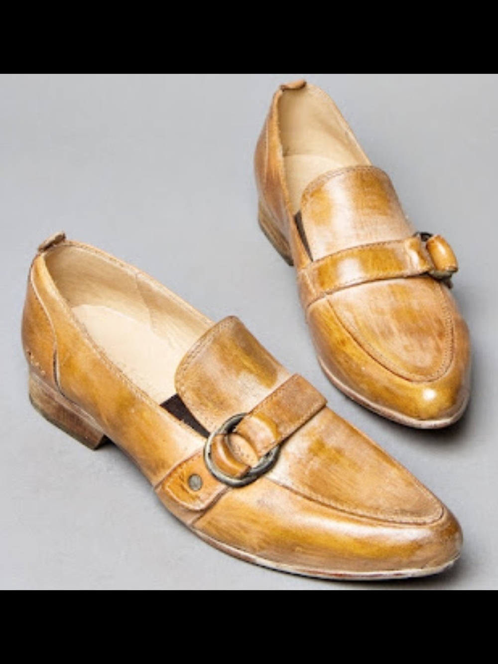 Bed Stu Women's Tan Leather Loafers with Ring Accent